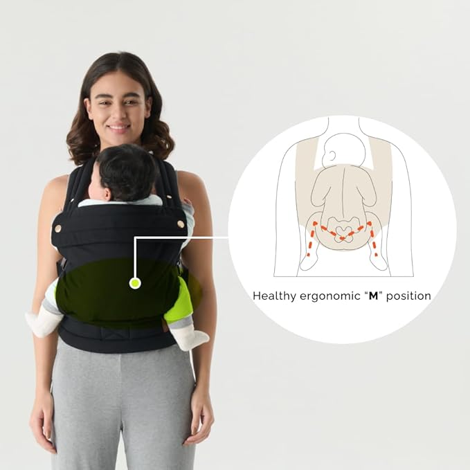 Ergonomic Baby Carrier Newborn to Toddler, Lightweight & Breathable Cotton Infant Carrier for Hands Free Comfort (Black)