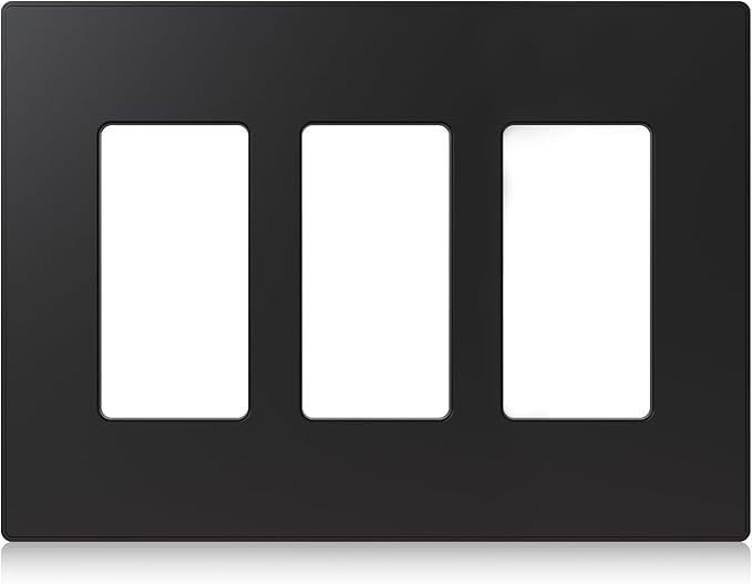 ELEGRP 3-Gang Screwless Decorative Wall Plates, Mid-Size Unbreakable Thermoplastic Faceplate Cover for Decorator Receptacle Outlet Switch, UL Listed (1 Pack, Matte Black)