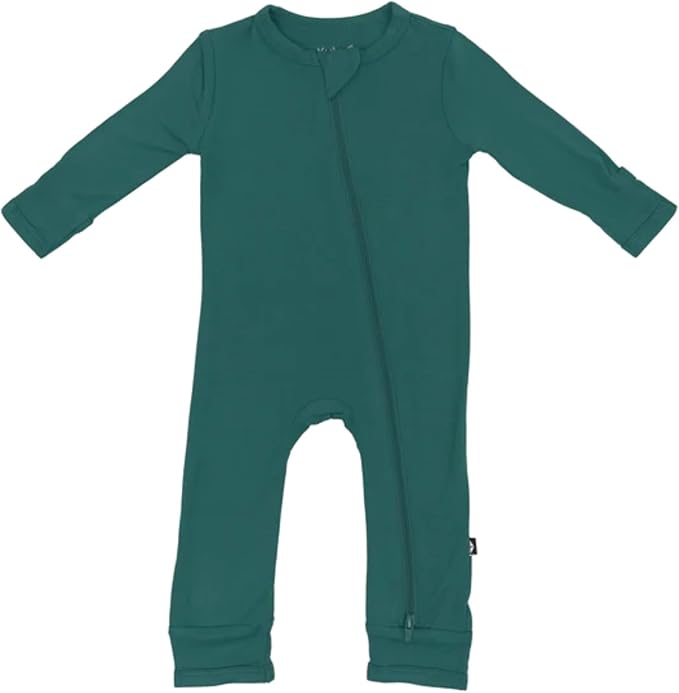 KYTE BABY Unisex Rayon Made From Bamboo Zippered Rompers (6-12 Months, Emerald)