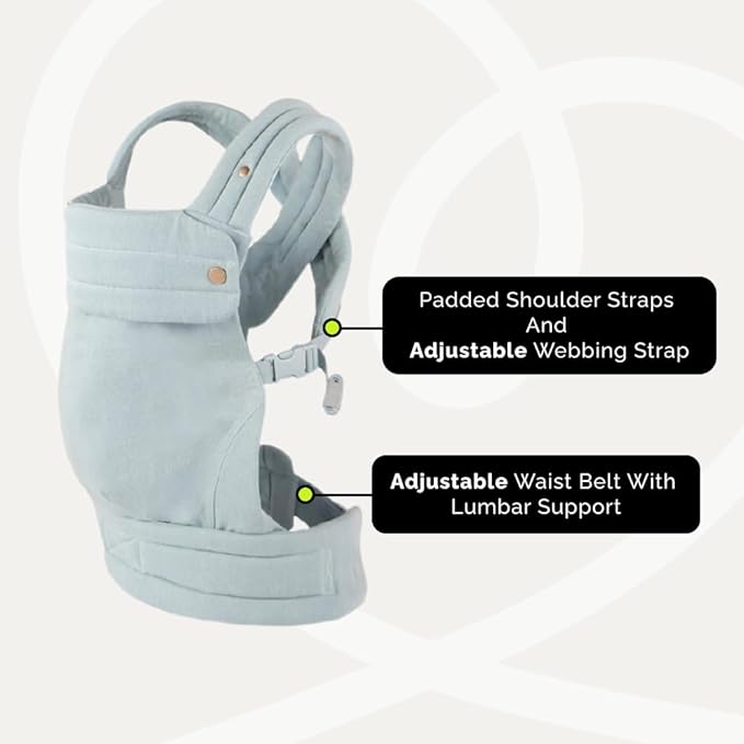 Ergonomic Baby Carrier Newborn to Toddler, Lightweight & Breathable Cotton Infant Carrier for Hands Free Comfort (Denim)