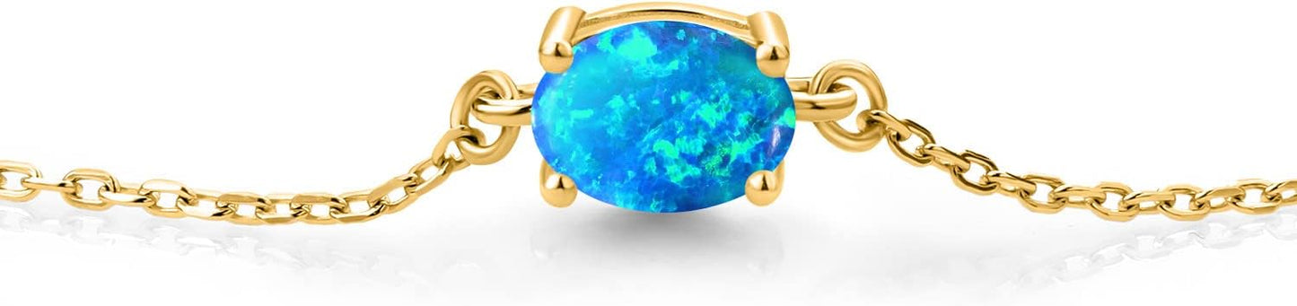 Gem Stone King 7X5MM Oval Gemstone Birthstone Solitaire Bracelet For Women | 925 Sterling Silver | Adjustable Bolo Bracelet For Women | Fine Jewelry Gifts for Her Mom Wife