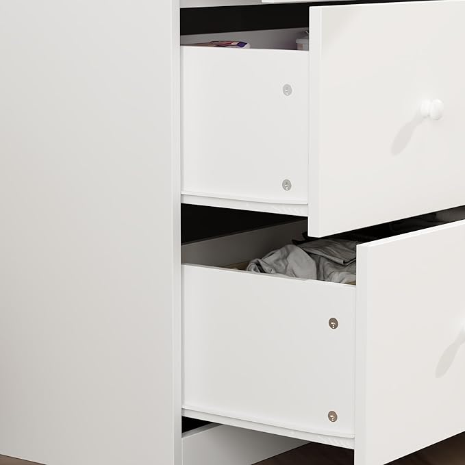 Nursery Dresser with Baby Changing Table, Diaper Changing Tables for Nursery with 5 Drawers & Shelves, Changing Station Nursery Organizer for Bedroom, White (47.6" W x 19.7" D x 36.1" H)