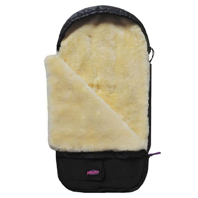 100% Australia Sheepskin Snuggle Pod Baby Footmuff for All Strollers0-4T Baby UseWater Repellent,Anti-cold,Anti-kicking,Front Height Adjustabl& Removable Stroller Bunting Bag