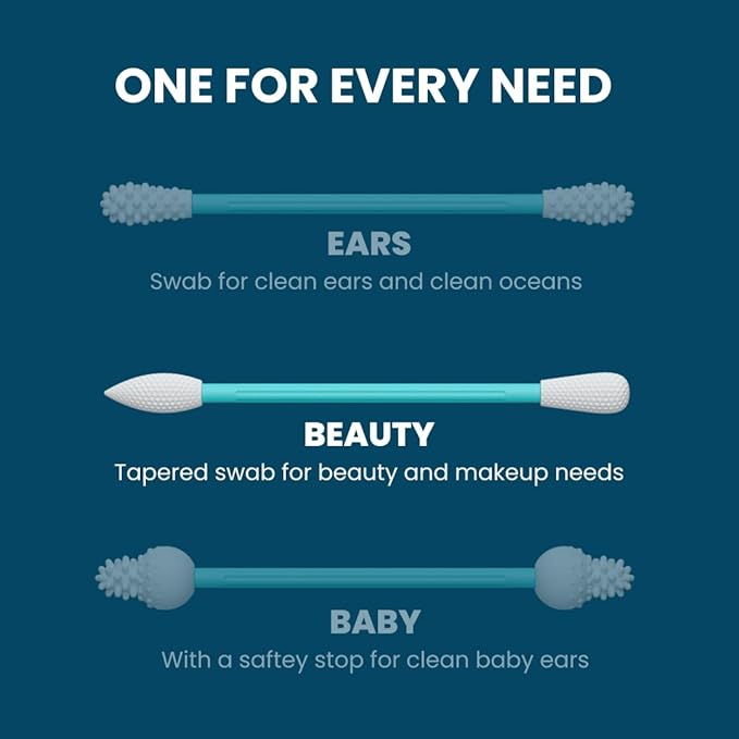 LastSwab® Reusable Cotton Swabs for Gentle and Eco-Friendly Beauty Routines - The Sustainable Alternative to Single-Use Q Tips - Zero Waste & Easy to Clean - Comes with a Convenient Travel Case Holder