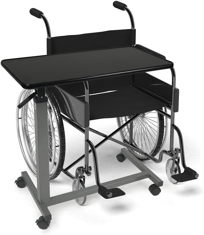 Vaunn Medical Adjustable Overbed Bedside Table with Wheels (Hospital and Home Use)