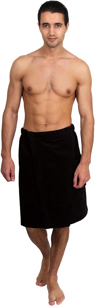 TowelSelections Mens Cotton Shower Wrap Adjustable Terry Velour Spa Bath Towel Wrap Sauna Gym Towels for Men