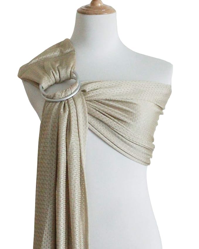 Baby Water Ring Sling Carrier | Lightweight Breathable Mesh Baby Wrap for Infant, Newborn, Kids and Toddlers | Perfect for Summer, Swimming, Pool, Beach | Great for Dad Too Champagne