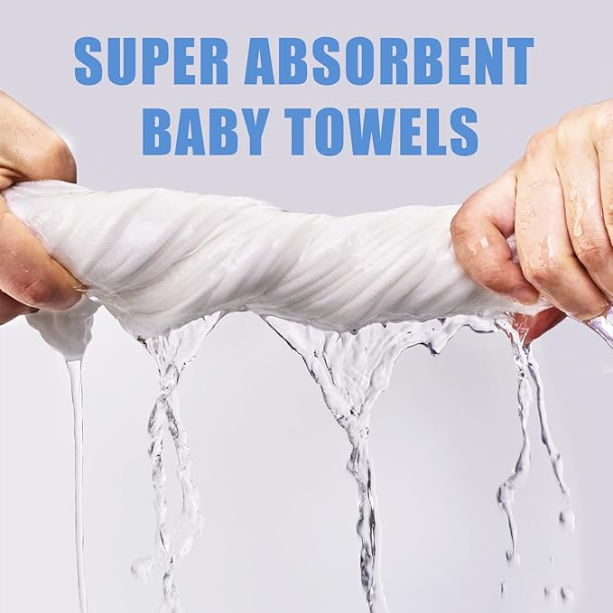 Muslin Baby Bath Towels Set 3 Pack Ultra Soft and Absorbent Baby Towels Infant Toddler Blanket Towel 6-Layer Natural Cotton Towel Suitable for Girl Boy 40x40 inches (White&Blue&Grey)