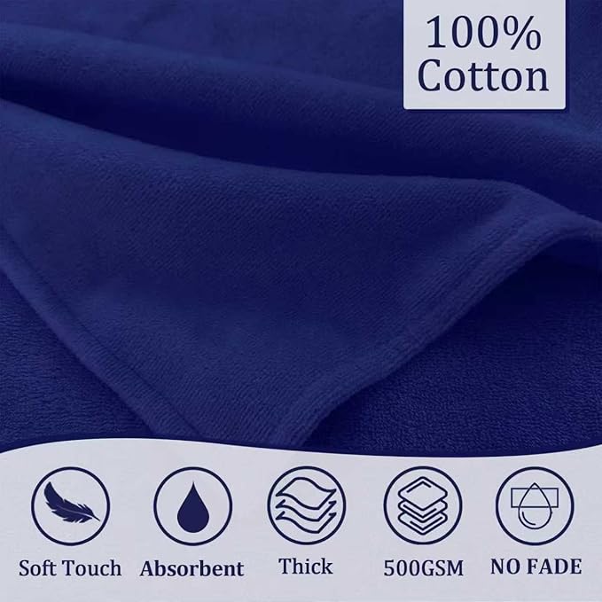 VOOVA & MOVAS Premium Navy Baby Hooded Bath Towel - 100% Cotton,500GSM, 33x31.5 Inches,0-2Years, Super Absorbent Large Towel with Cute Elephant Ears Hood for Newborn,Infant, Baby Essentials,Navy
