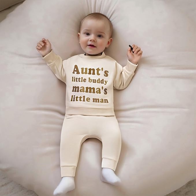 Infant Baby Boy Fall Clothes Set Funny Letter Sweatshirt Pant Outfit Toddler Winter Clothes 6 12 18 Months 2T 3T