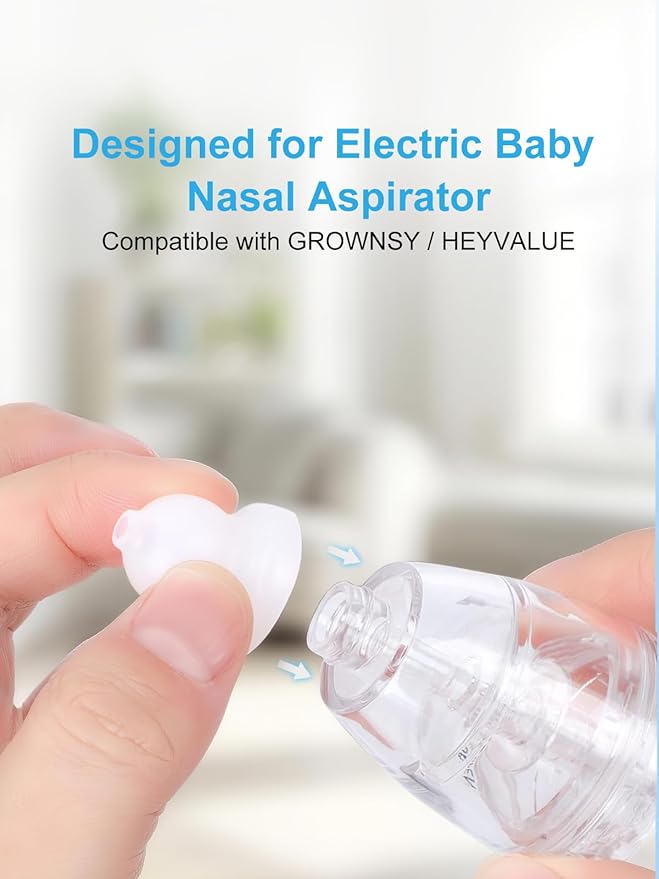 Nasal Aspirator Replacement Parts Compatible with GROWNSY/ X-Bosak / HEYVALUE Nose Sucker for Baby & Toddlers, Suction Chamber and 3pcs Silicone Tips Replacement Kit