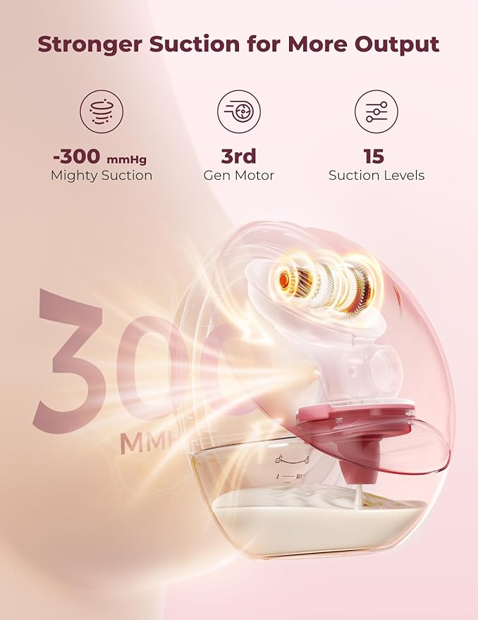 Momcozy Breast Pump Hands Free Upgraded Mobile Flow | M9, App Discreet Control with Personalized Multi-Modes & 15 Levels, Wearable Breast Pump 24mm, 1 Pack Cozy Red