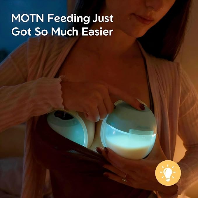 MomMed S33 Wearable Breast Pump, Ultra-Quiet in-Bra Pump for Work & Night, One-Tap Pause, Night Light, Leakproof, 4 Modes 9 Levels, 17/19/21mm Inserts (Green, 2 Pack)