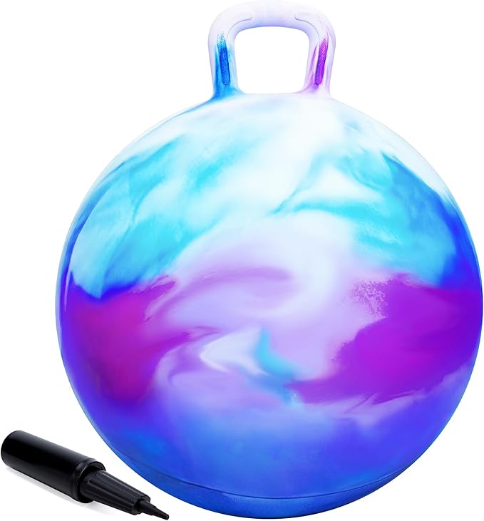 Upper Rider Easter Basket Stuffers for Kids, Hopper Ball for Kids 3-6, Bounce Ball with Handle for Age 3 4 5 6,18" Hopping Ball Toy for Indoor Outdoor Camping Gift Purple Blue
