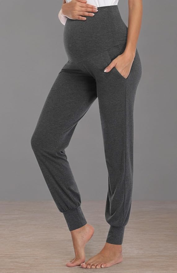AMPOSH Women's Maternity Pants Stretchy Lounge Workout Sweatpants Casual Loose Comfy Pregnancy Joggers with Pockets