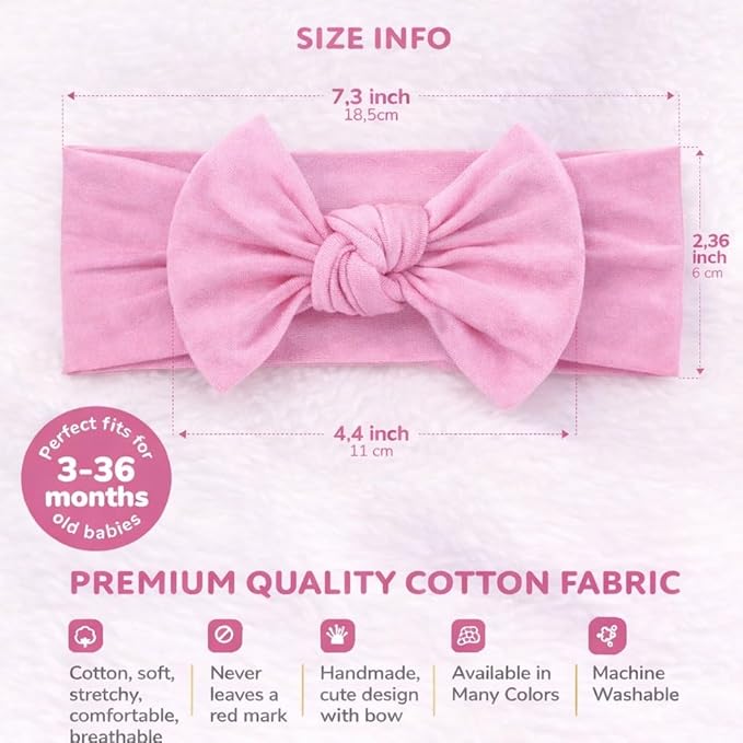 Baby Girl Headbands-Infant,Toddler Cotton Handmade Hairbands with Bows Child Hair Accessories
