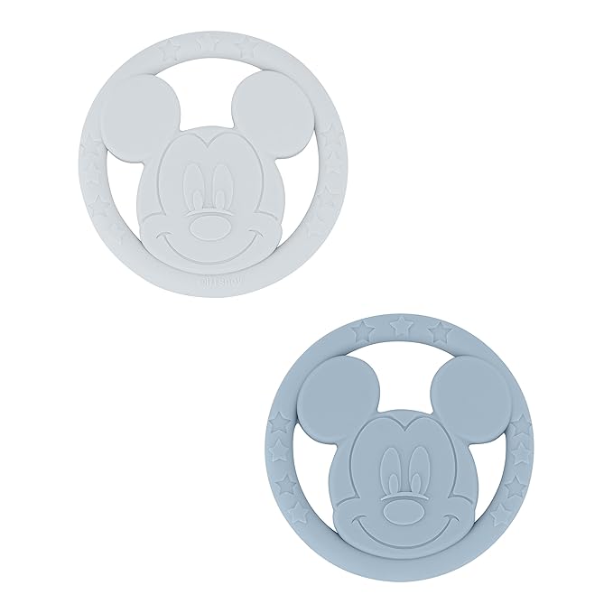 Cudlie Disney Silicone Teether Toy Set for Infants, Food Grade and BPA Free Teethers for Babies 6-12 Months, 2-Pack Teether Toys for Newborns