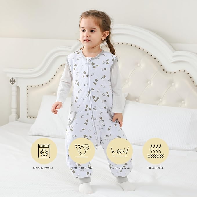 HOMEAL Toddler Sleep Sacks for 3t-5t, 1.0 TOG Sleeveless with Feet, Baby Sleep Sack