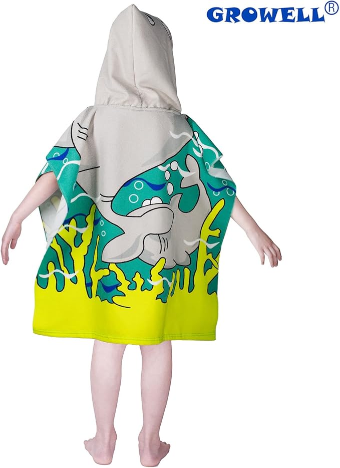 Hooded Kids Beach Towels - Toddler Bath Towel Girls Boys Swim Cover-ups for Ages 1 to 6 Kids Pool Towels Quick Dry Lightweight Soft Microfiber Poncho Towel 24x23(Sharks Blue)