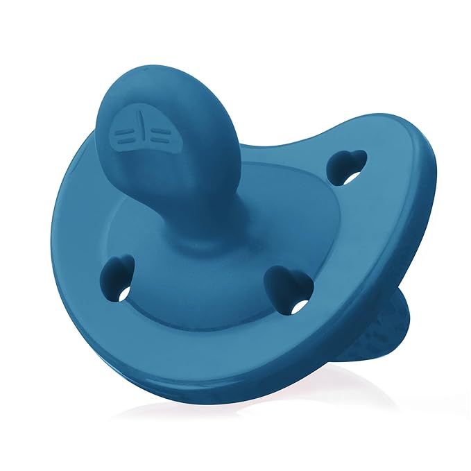 Chicco PhysioForma Luxe Orthodontic Pacifier, 16-24m | 100% Soft Silicone | Supports Breathing & Oral Development | Textured Shield & Handle | Includes Sterilizing Case | BPA Free | Ocean Blue, 2pk