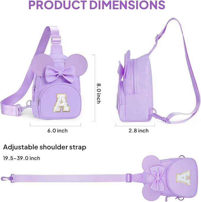 YOOLIFE Small Sling Bag for Girls Kids, Initial Crossbody Bag Fanny Pack for Girls, Birthday Gifts for 2 3 4 5 6 7 8 Year Old Girl Kids, Girl Gifts for Friend Sister Granddaughter, Purple (O)