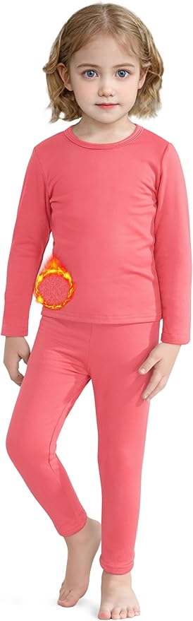 VZV 2T-6Y Toddler Thermal Set Thermal Underwear for Kids Fleece Lined Toddler Base Layer Long Johns for Kids Boys Girls