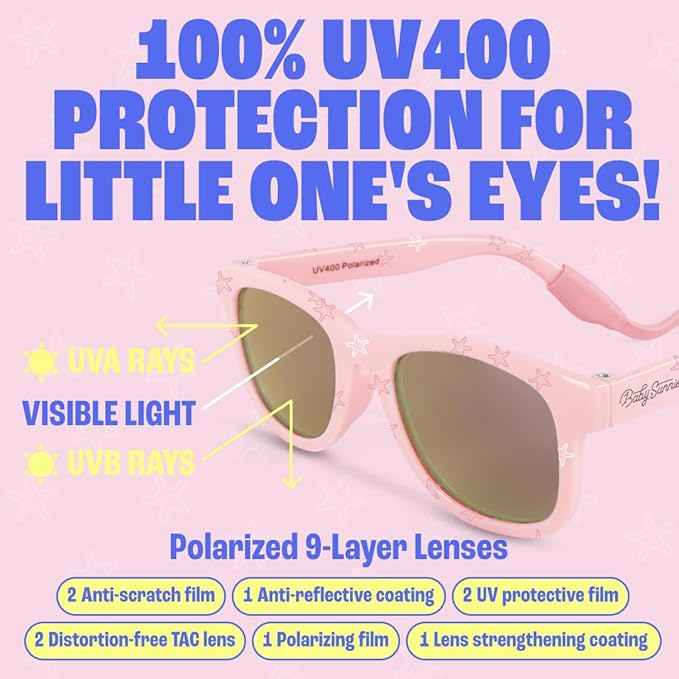 Polarized Baby Sunglasses With Strap - Unbreakable Flexible Infant Sunglasses For Toddlers Newborns 0-24 Months