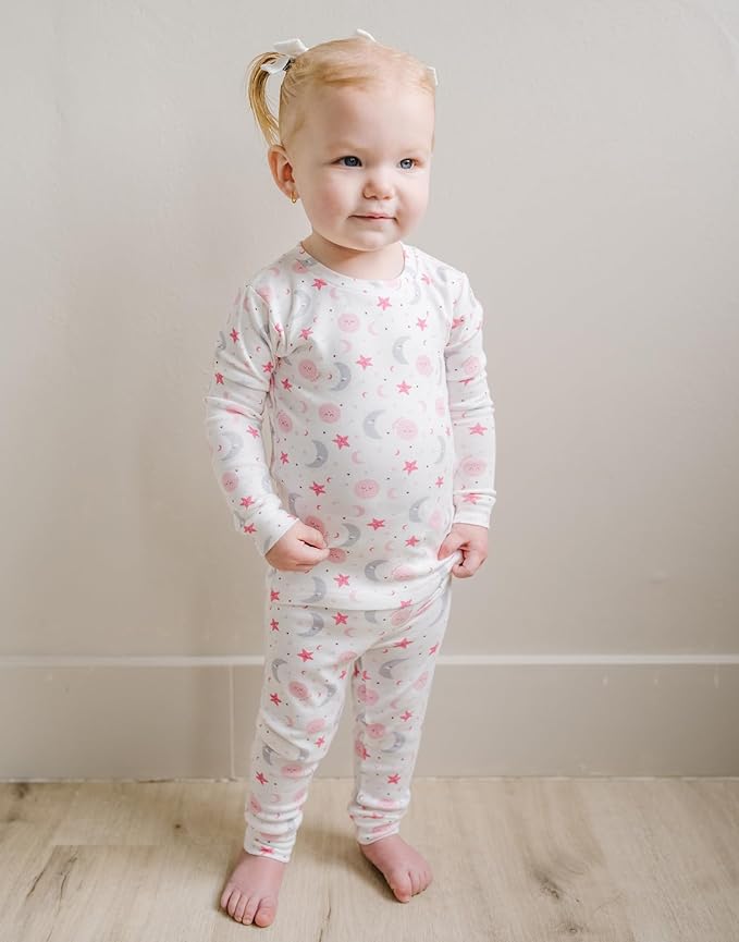 moimoln Sibling Matching 6M-8Y Soft Warm Cotton Modal Character Long Sleeve Snug-Fit Pajama Long Sleeve Sleepwear Daily