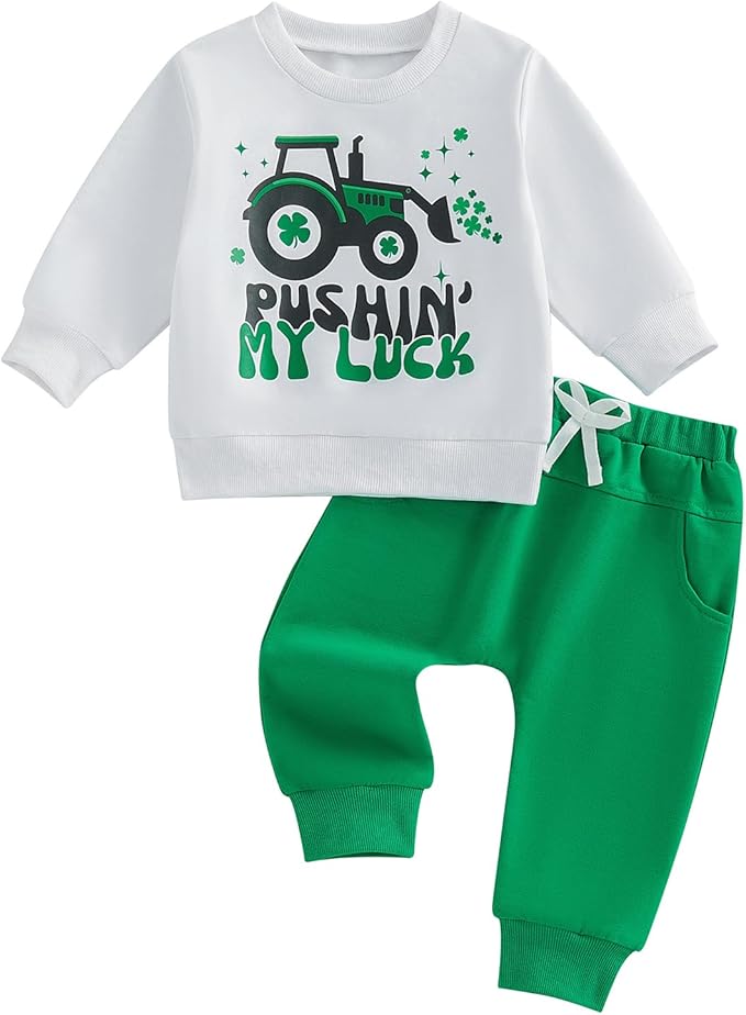 WZTYYDS Toddler Baby Boy Fall Clothes Letter Truck Long Sleeve Pullover Sweatshirt Tops Joggers Pants Set Winter Outfits