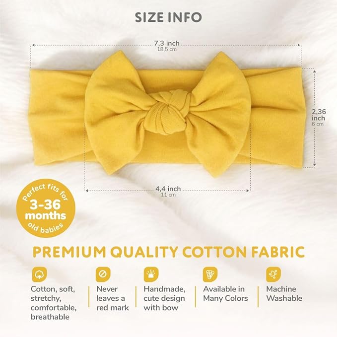 Baby Girl Headbands-Infant,Toddler Cotton Handmade Hairbands with Bows Child Hair Accessories