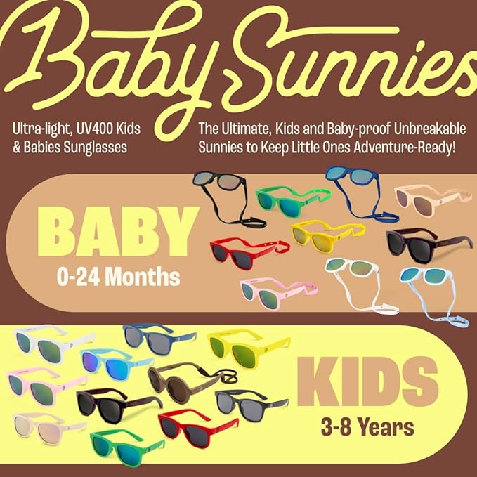 Polarized Baby Sunglasses With Strap - Unbreakable Flexible Infant Sunglasses For Toddlers Newborns 0-24 Months