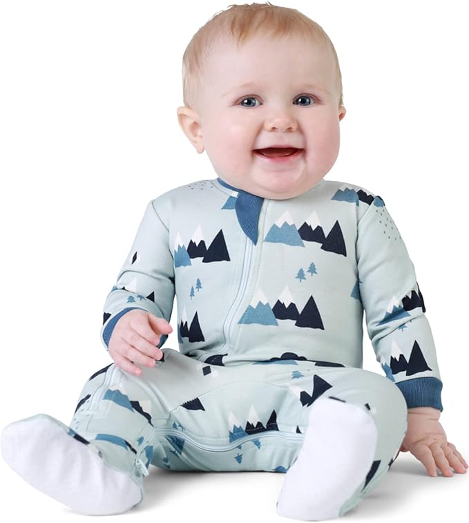 zippyjamz – Zipper Organic Sleeper Footed Onesies Sleeper Baby Pajamas with Inseam Zipper