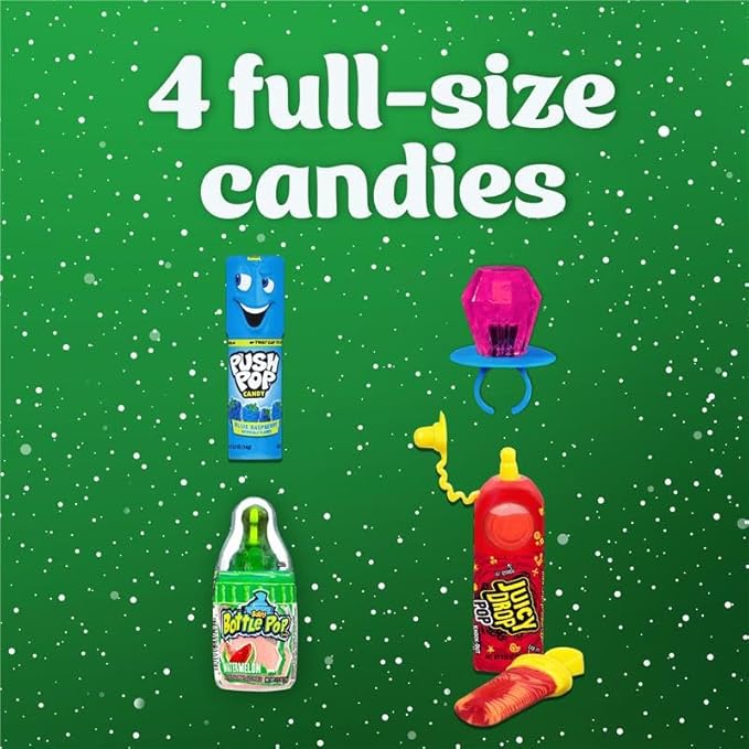 Candy Variety Pack Bag, 4 Ct Individually Wrapped Lollipops, Ring Pop, Push Pop, Baby Bottle Pop & Juicy Drop For Birthday Parties, Valentine's Gifts, Goodie Bags, Party Favors