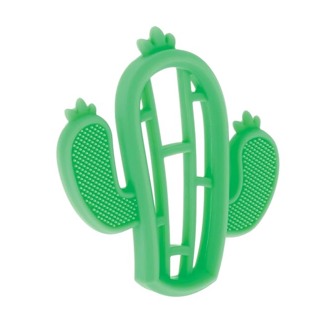 Nuby Soft Silicone Gum Massaging Baby Teether Toy - (2 Pack) Baby Teething Relief Toys for 3+ Months - Dino and Cactus