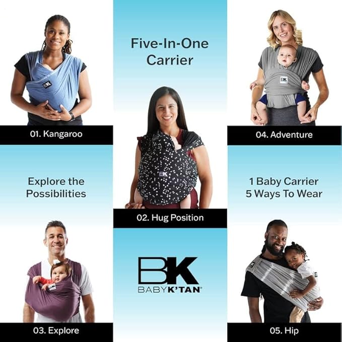 Original Baby K'tan Baby Carrier: #1 Easy Pre-Wrapped, Soft, Slip-On, No Rings, No Buckles | 5 in 1 Baby Sling for Hands-Free Comfort | Heather Grey | X-Large