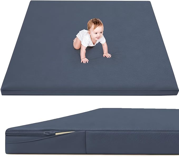 Waterproof Baby Play Mat for Floor 1.3" Thick Memory Foam 59 * 71 Cushion Playpen Playmat Tummy Time Crawling Mat Nursery Rug Pad Mattress Create Soft & Safe Area for Infants,Toddler,Kids,Navy