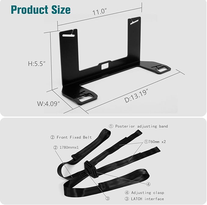 Universal Child Seat Anchor Kit Safe Cars Seat Mount Bracket Universal ISOFIX Latch Interface Bracket Steel Latch for Most Cars, SUVs, MPVs, Increased Steel Strength, 330*73*115mm