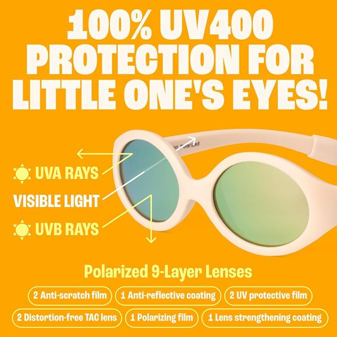 Polarized Baby Sunglasses With Strap - Unbreakable Flexible Infant Sunglasses For Toddlers Newborns 0-24 Months