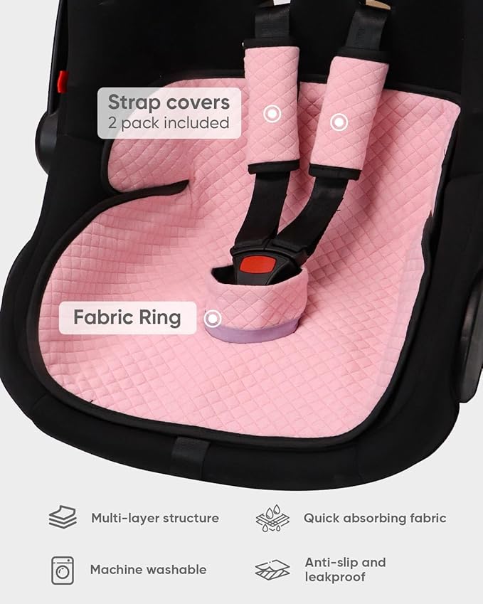 2 Pack Baby Potty Training Car Seat Protector, Waterproof Car Seat Liner for Potty Training Toilet, Baby Infant Toddler Piddle Pad Fits for Carseat, Stroller, Highchair - 2 Pack, Pink