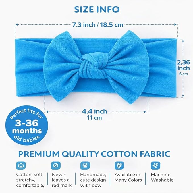 Baby Girl Headbands-Infant,Toddler Cotton Handmade Hairbands with Bows Child Hair Accessories