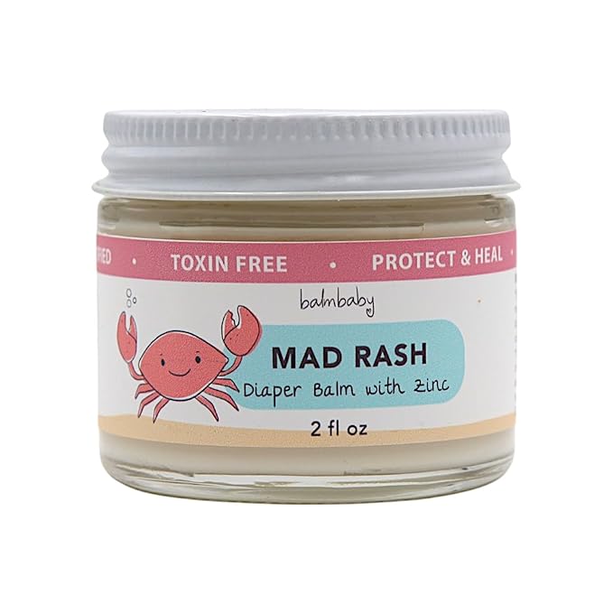 Mad Rash Diaper Balm with Zinc by Balm Baby – Natural Diaper Rash Cream & Multipurpose Baby Skin Ointment with Calendula, Vegan - Soothing, Healing, Moisturizing – Newborn Cradle Cap