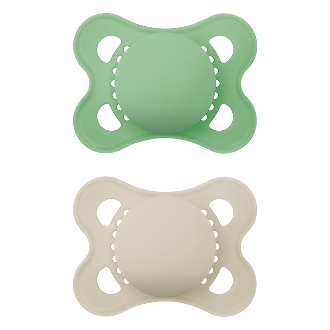 MAM Original Matte Baby Pacifiers 0-6 Months, Binky for Newborn Babies, BPA-Free Skin Soft Silicone Nipple, Easy to Clean, Developed with Medical Experts, 2 Count, With Sterilizer Case, Made in Europe