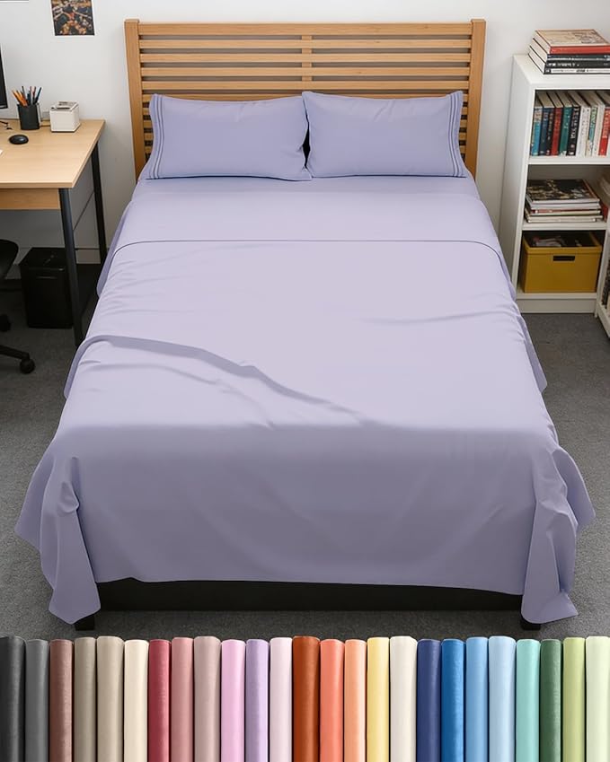 Full XL Size 4 Piece Sheet Set - Comfy Breathable & Cooling Bed Sheets Set - Hotel Luxury Bedding for Women, Men, Kids, Teens, Boys & Girls - Deep Pockets & Wrinkle Free - Oeko-Tex - Light Lavender