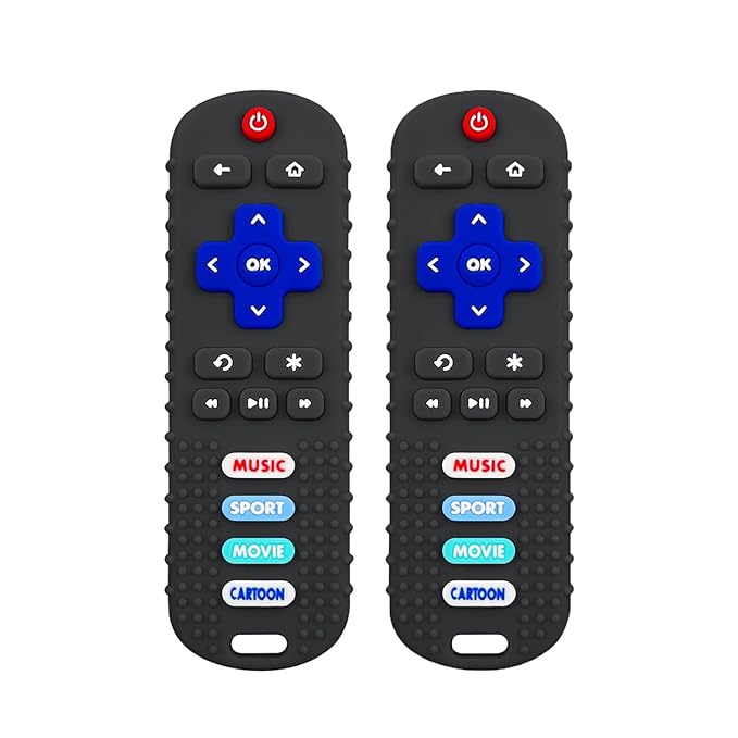 2 Pack Remote Control Shape Teether for Baby,Babies Toy, TV Remote Control,Silicone Remote Control Teething Toys