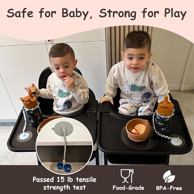Silicone Baby Toy Straps – 5 Pack Adjustable Toy Holders for Stroller, High Chair & Car Seat – Durable Pacifier Leash, Bottle Strap & Baby Travel Essential