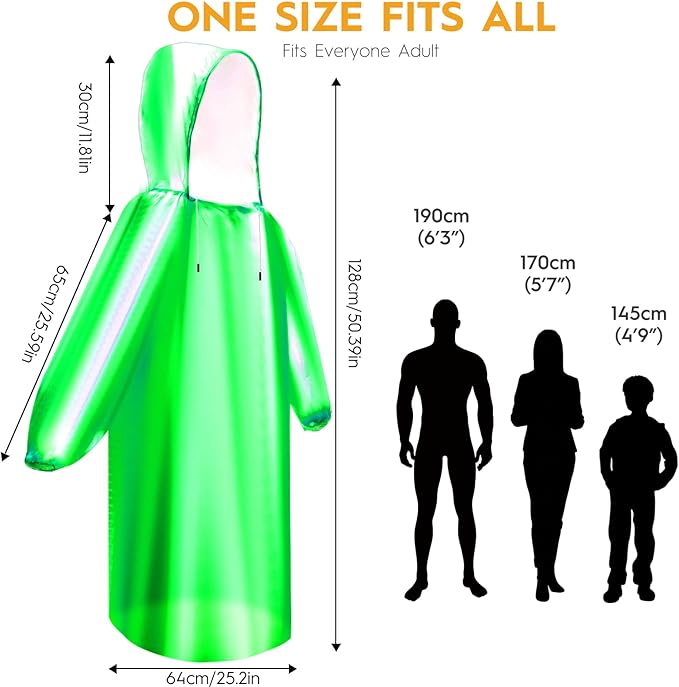 6 & 20 & 50 Pack Disposable Rain Ponchos for Adults/Youth, Waterproof PE Raincoats with Drawstring, Camping/Emergency