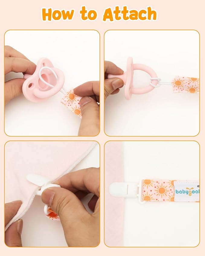 babygoal Plaid Pacifier Clips, 6 Pack Binky Paci Holder Leashes Fits for Most Pacifiers and Binkies 6PS24