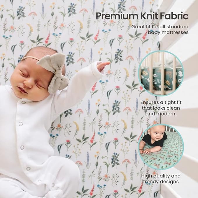 Copper Pearl Premium Knit Baby Crib Sheets for Standard Mattresses, Breathable and Soft, Lennon