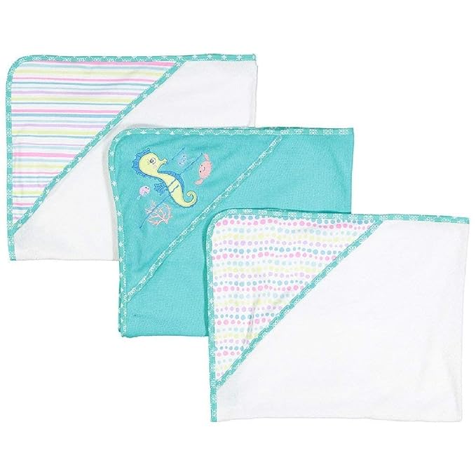 Spasilk Baby 3 Pack Soft Terry Hooded Towel Set for Newborn Boys and Girls