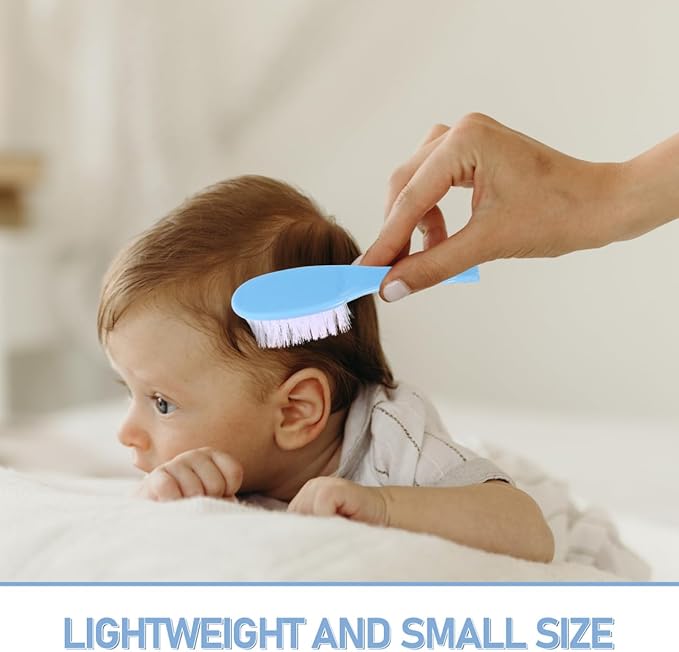 SAFIGLE Baby Hair Brush Set：Soft Bristles Baby Brush and Comb Kit for Newborns Toddlers Boys Girls - Gentle Grooming Essentials Ideal for Cradle Cap, Perfect Infant Registry Gift（4 Colors）